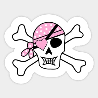 Pink Bandana Pirate Skull And Crossbones Black Jack Jolly Roger Sticker